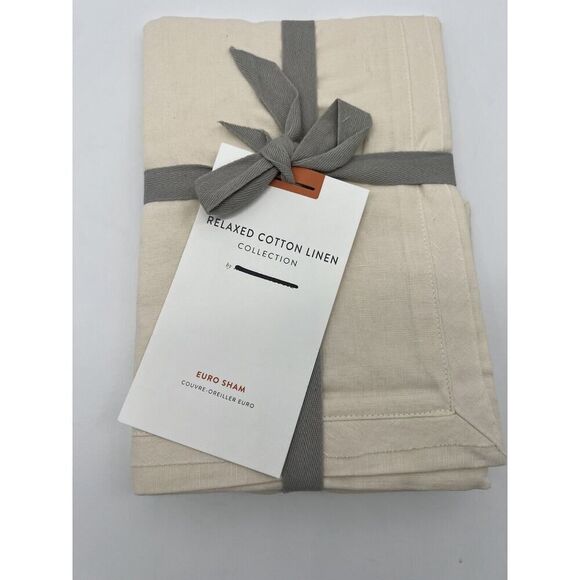 Anthropologie Relaxed Linen Cotton Euro Sham Cream 26 inches - Picture 2 of 4